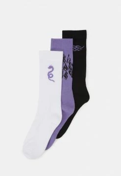 YOURTURN 3 PACK - Calze - Black/purple /off-white, Uomo